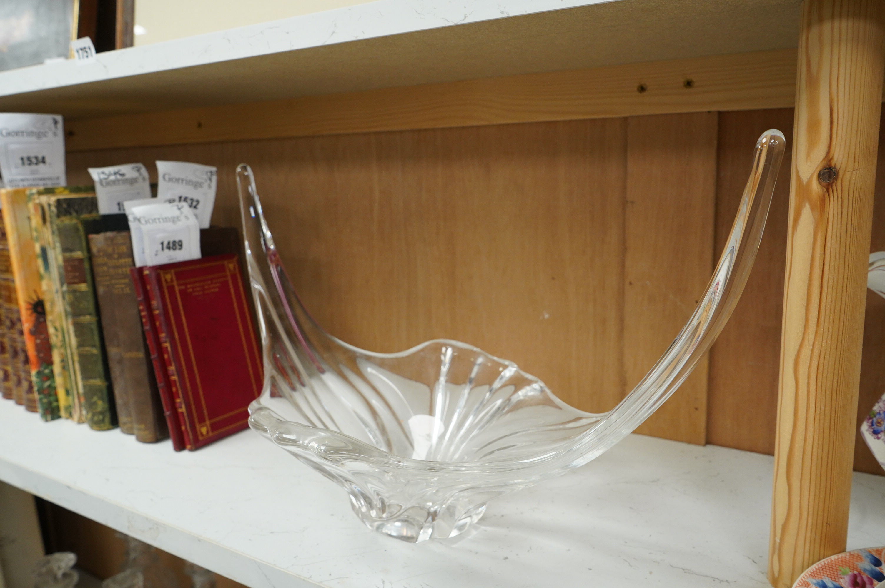 A 1970's Daum-style glass centrepiece, 49cm